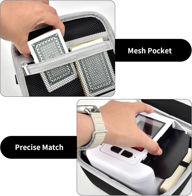 casmilee Case Compatible with Automatic Card Shuffler - 6 Deck Storage Holder for Canasta Shuffler Cards, Auto Mahjong Card Shuffler & Dealer Travel Bag with 2 Elastic Card Bands Included（Box Only） - Image 3